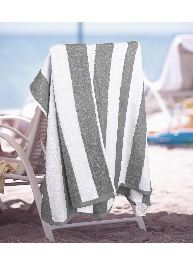 Utopia Towels - Utopia Towels [4 Pack Cabana Stripe Beach Towel, (30x60 Inches) Oversized 100% Ring Spun Cotton Pool Towels, Highly Absorbent Quick Dry Bath Towels for Bathroom, and Swim Towel (Grey) - Image 1