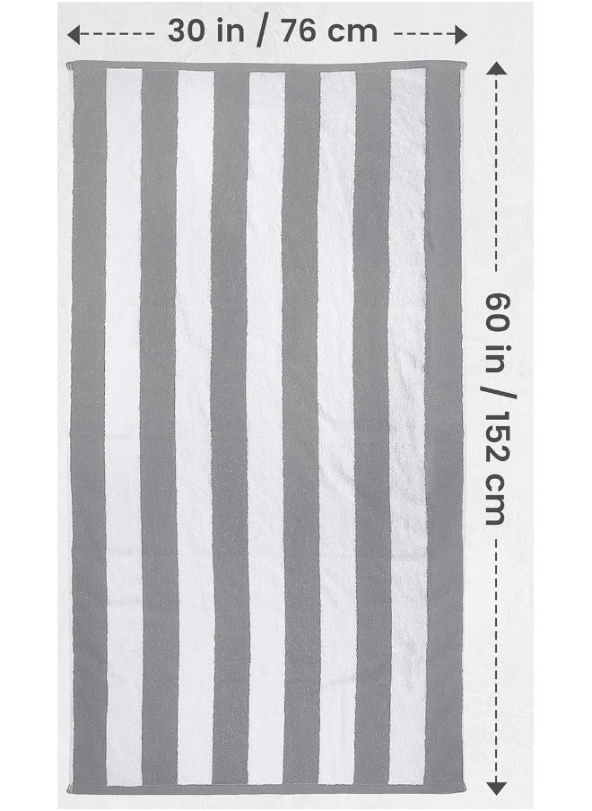 Utopia Towels - Utopia Towels [4 Pack Cabana Stripe Beach Towel, (30x60 Inches) Oversized 100% Ring Spun Cotton Pool Towels, Highly Absorbent Quick Dry Bath Towels for Bathroom, and Swim Towel (Grey) - Image 1