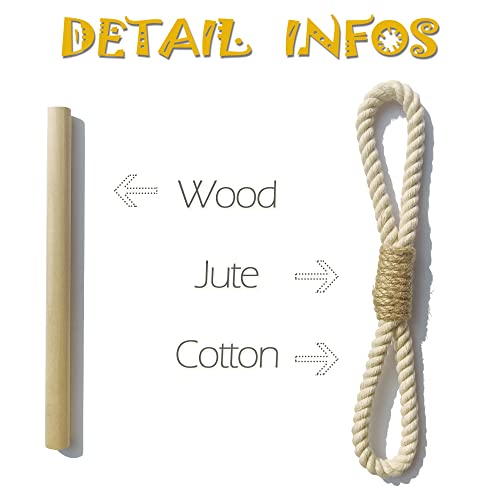 warmtone Curtain Tiebacks Rustic Holdbacks for Drapes, Farmhouse Tie Backs for Curtains, Cotton Jute Rope with Wood Club, Natural Boho Decor Shabby Chic Drapery Holder, Pack-2 - Image 3
