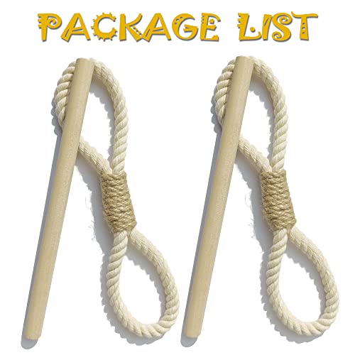 warmtone Curtain Tiebacks Rustic Holdbacks for Drapes, Farmhouse Tie Backs for Curtains, Cotton Jute Rope with Wood Club, Natural Boho Decor Shabby Chic Drapery Holder, Pack-2 - Image 2