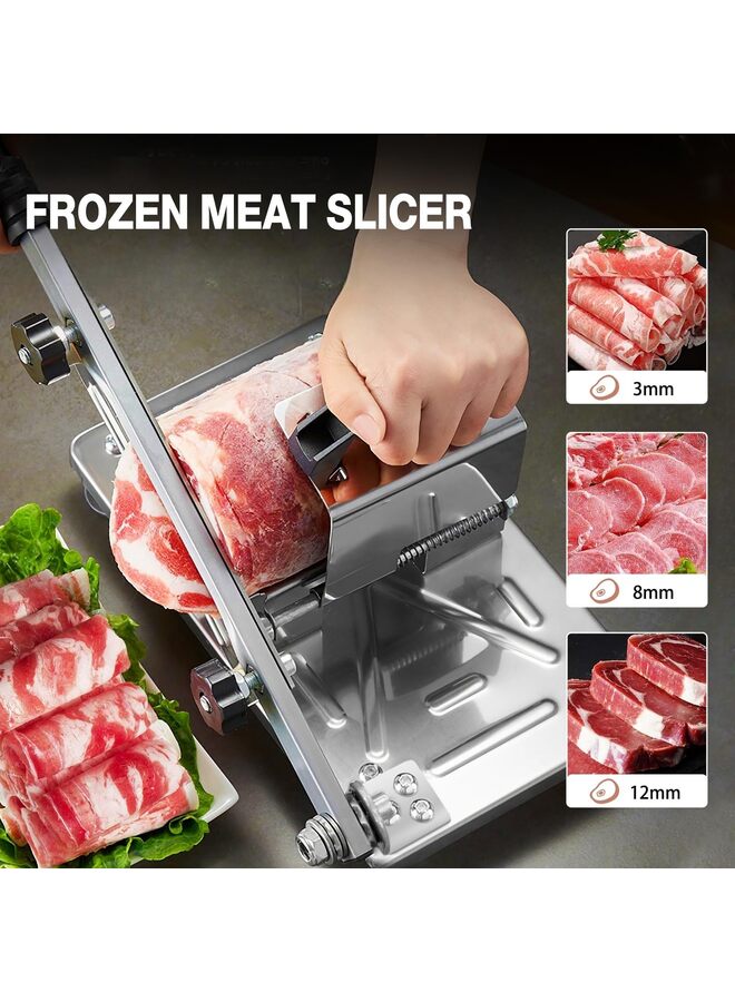 يُسلِّم قطاعة لحوم مجمدة يدوية، قطاعة لحوم مطورة من الفولاذ المقاوم للصدأ، آلة تقطيع لفائف لحم البقر والضأن، آلة تقطيع الخضار واللحوم للطبخ المنزلي، وعاء ساخن، شابو - Image 3