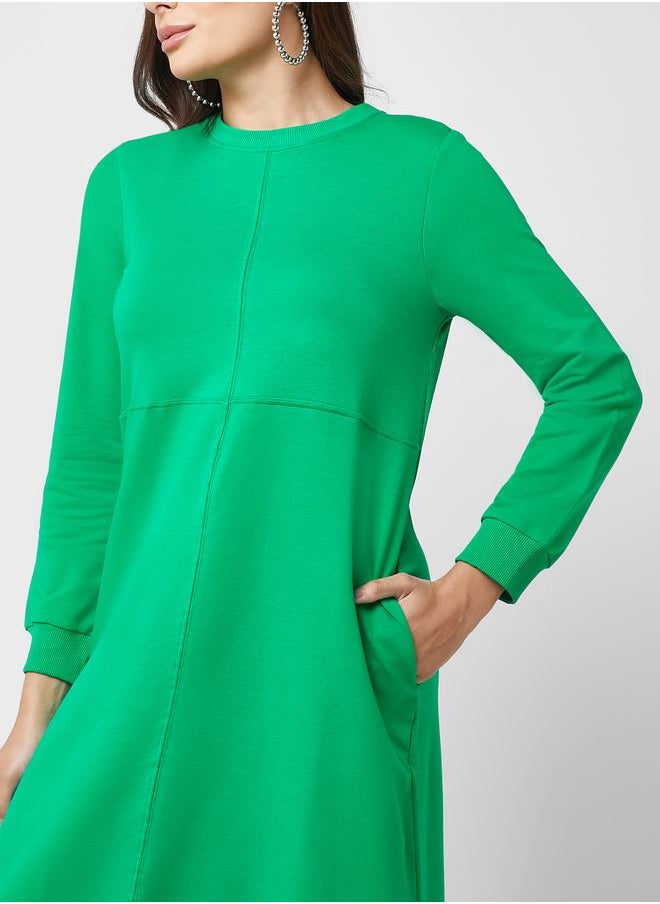 Refka by modanisa Pocket Detail Crew Neck Dress  - Image 3