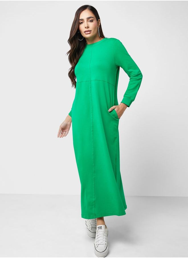 Refka by modanisa Pocket Detail Crew Neck Dress  - Image 4