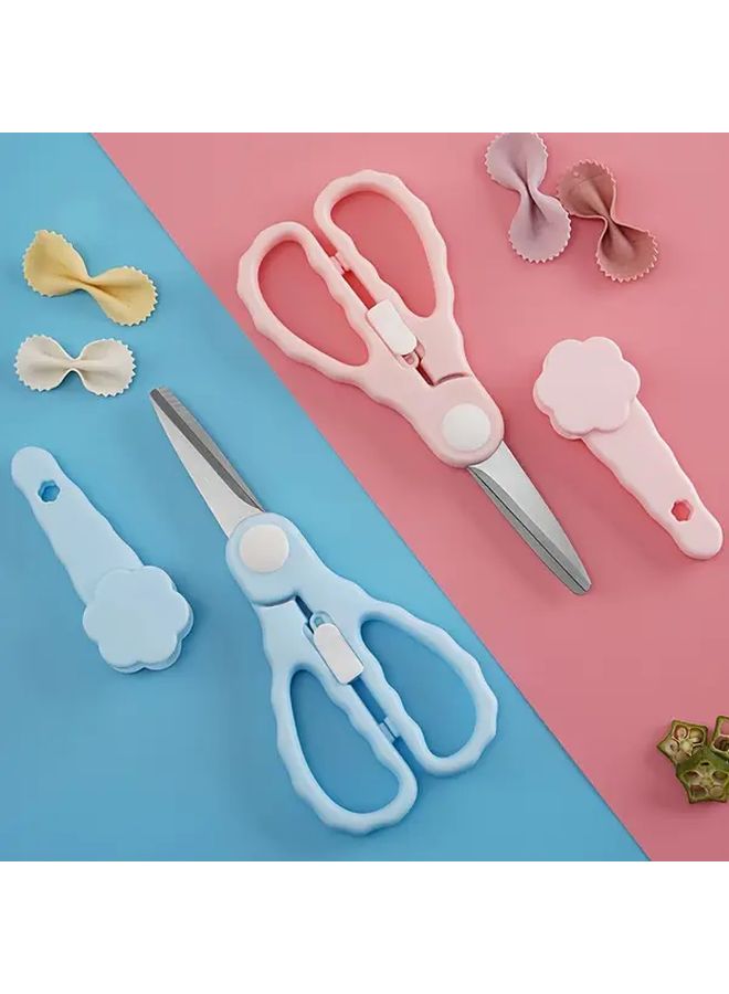 Kids Stainless Steel Food Scissors C1 Blue With Storage Box Safe Portable Kitchen Shears For Vegetables Meat And Pasta Home And Restaurant Use - Image 2