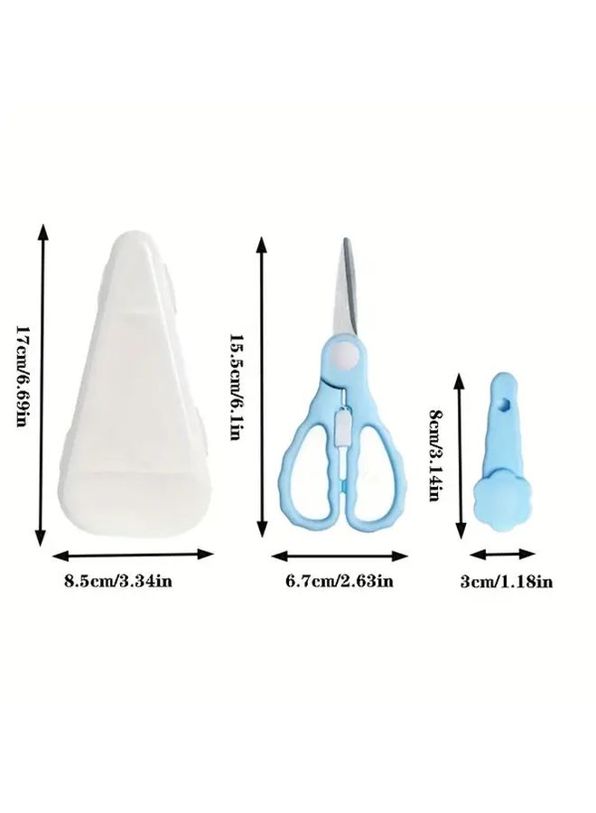 Kids Stainless Steel Food Scissors C1 Blue With Storage Box Safe Portable Kitchen Shears For Vegetables Meat And Pasta Home And Restaurant Use - Image 3