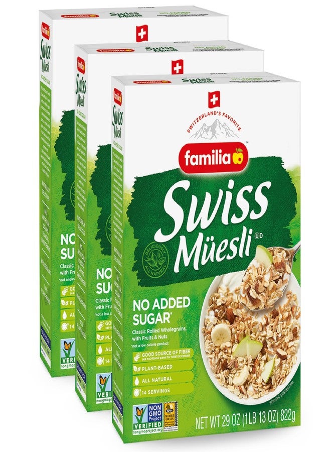 Familia Swiss Muesli Cereal, 0g Added Sugar, Energy-Packed Cereal with Raisins, Hazelnuts and Almonds, 29 Ounce Box (Pack of 3) - Image 1