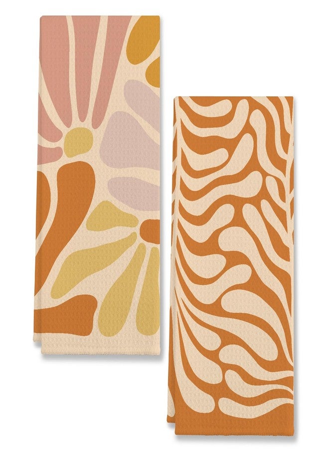 EIONEY Retro Groovy Hippie Pastel Colored Geometric Flowers Matisse Floral Kitchen Towels & Tea Towels,Dish Cloth Flour Sack Hand Towel for Farmhouse Kitchen Decor,24x16 Inches Cotton Dish Towels Dishcloths - Image 1