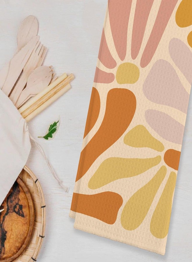 EIONEY Retro Groovy Hippie Pastel Colored Geometric Flowers Matisse Floral Kitchen Towels & Tea Towels,Dish Cloth Flour Sack Hand Towel for Farmhouse Kitchen Decor,24x16 Inches Cotton Dish Towels Dishcloths - Image 2