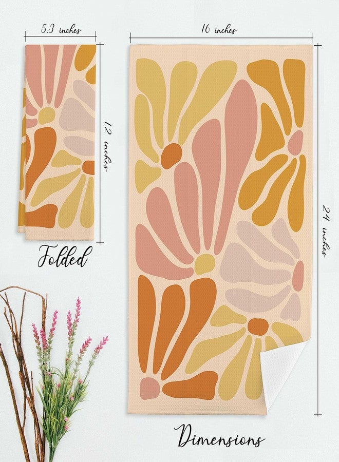 EIONEY Retro Groovy Hippie Pastel Colored Geometric Flowers Matisse Floral Kitchen Towels & Tea Towels,Dish Cloth Flour Sack Hand Towel for Farmhouse Kitchen Decor,24x16 Inches Cotton Dish Towels Dishcloths - Image 5