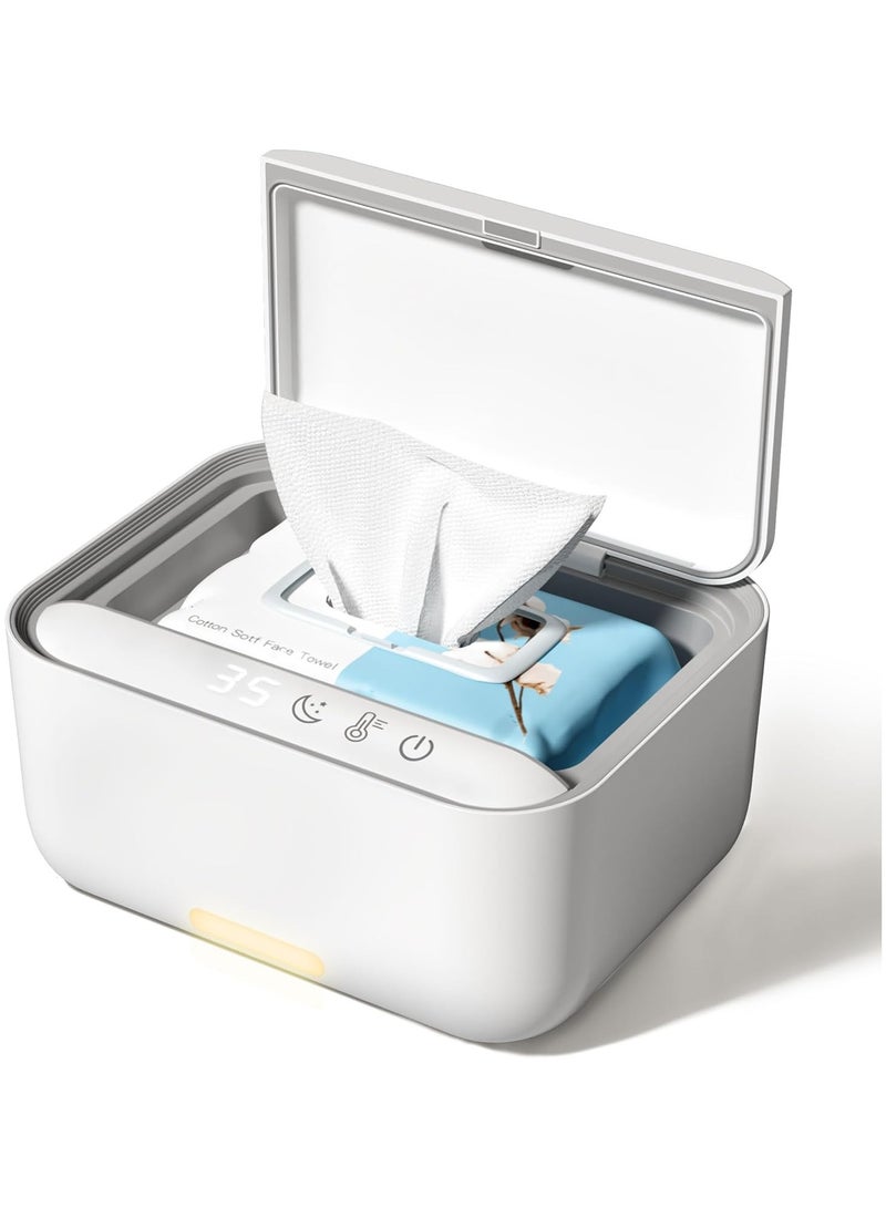 سخان مناديل الأطفال مع 3 مستويات للتحكم في درجة الحرارة المحيطة، سخان مناديل حفاضات المياه بسعة كبيرة مع ضوء للمسح، والمناشف، وحامل موزع مناديل المناديل المبللة للحفاظ على الرطوبة للأطفال - Image 1