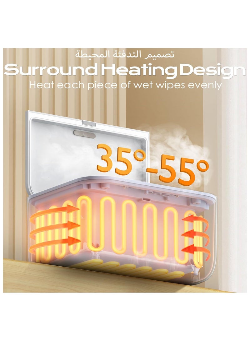 سخان مناديل الأطفال مع 3 مستويات للتحكم في درجة الحرارة المحيطة، سخان مناديل حفاضات المياه بسعة كبيرة مع ضوء للمسح، والمناشف، وحامل موزع مناديل المناديل المبللة للحفاظ على الرطوبة للأطفال - Image 2