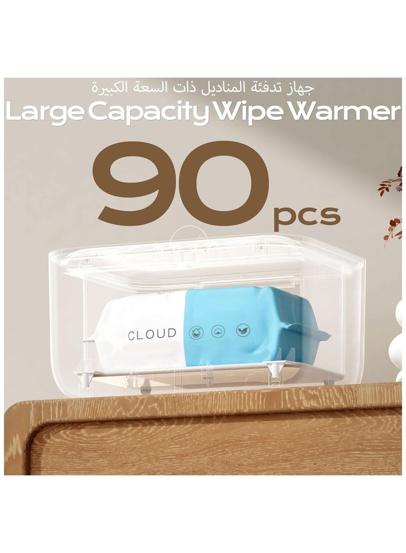 سخان مناديل الأطفال مع 3 مستويات للتحكم في درجة الحرارة المحيطة، سخان مناديل حفاضات المياه بسعة كبيرة مع ضوء للمسح، والمناشف، وحامل موزع مناديل المناديل المبللة للحفاظ على الرطوبة للأطفال - Image 3