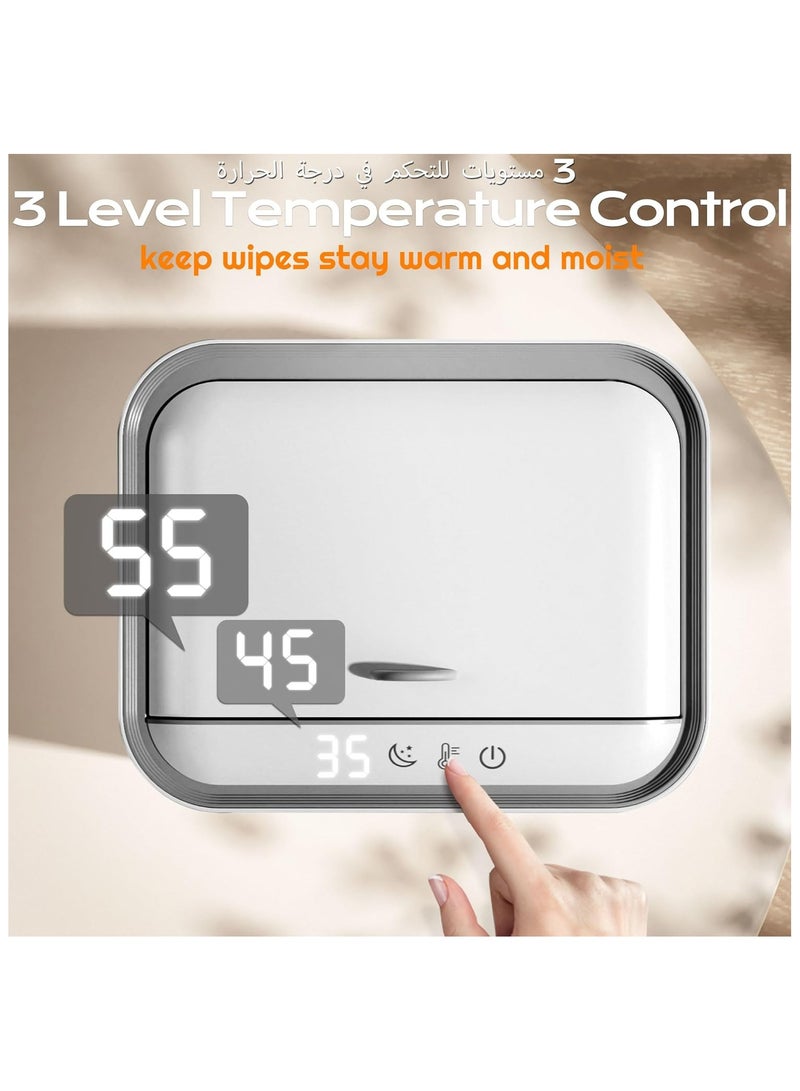 سخان مناديل الأطفال مع 3 مستويات للتحكم في درجة الحرارة المحيطة، سخان مناديل حفاضات المياه بسعة كبيرة مع ضوء للمسح، والمناشف، وحامل موزع مناديل المناديل المبللة للحفاظ على الرطوبة للأطفال - Image 4
