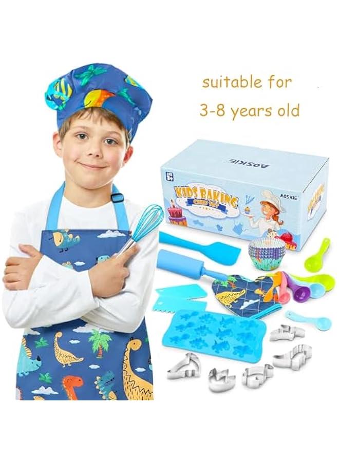 RYNX Kids Baking Set with Dinosaur Apron and Chef Hat Chef Dress Up Role Play Toys Kitchen Toys Pretend Play  for Boys Girls Aged 38. - Image 4