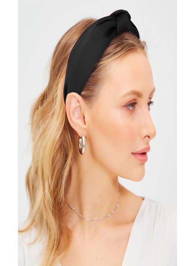 Amariver Black Headband Knotted Wide Headband for Women Top Knot Hair Band Non-slip Head Band Soft Black Hair Accessories for Women Girls - Image 5