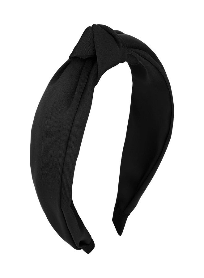 Amariver Black Headband Knotted Wide Headband for Women Top Knot Hair Band Non-slip Head Band Soft Black Hair Accessories for Women Girls - Image 1