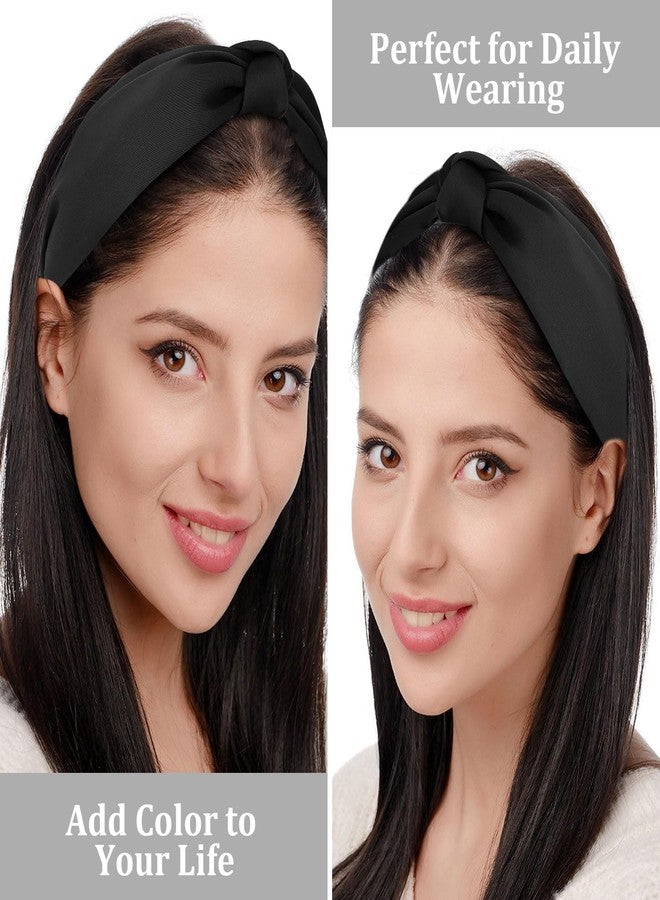 Amariver Black Headband Knotted Wide Headband for Women Top Knot Hair Band Non-slip Head Band Soft Black Hair Accessories for Women Girls - Image 3
