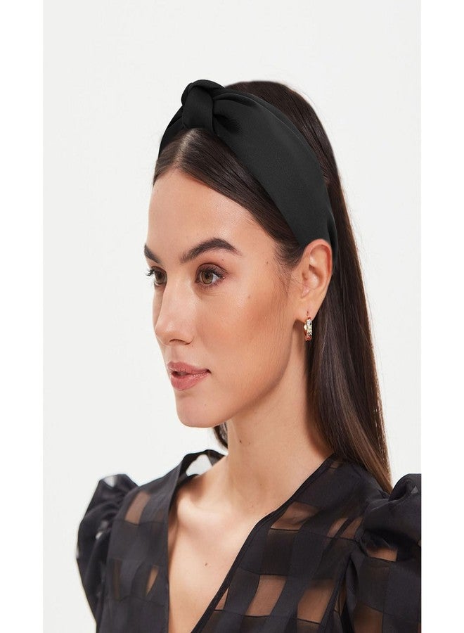 Amariver Black Headband Knotted Wide Headband for Women Top Knot Hair Band Non-slip Head Band Soft Black Hair Accessories for Women Girls - Image 4