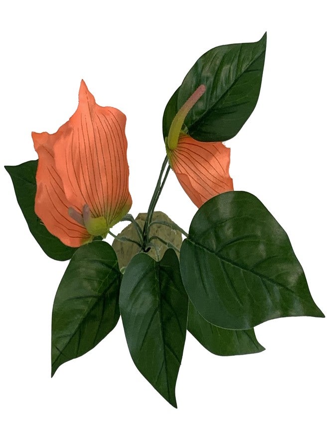 Komodo Reptile Terrarium Anthurium Bush Plant with Gravel Base | Artificial Rainforest Ground Aquarium & Habitat Decoration Accessory with Weighted Base, 15 Inches - Image 4