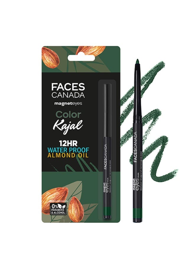 FACESCANADA Magneteyes Color Kajal Pencil - Green Appreciation 02, 0.30G|Highly Pigmented Kohl|12 Hr Long Stay|Matte Finish|Single Stroke Glide|Water Proof|Smudge Proof|Almond Oil Enriched - Image 1
