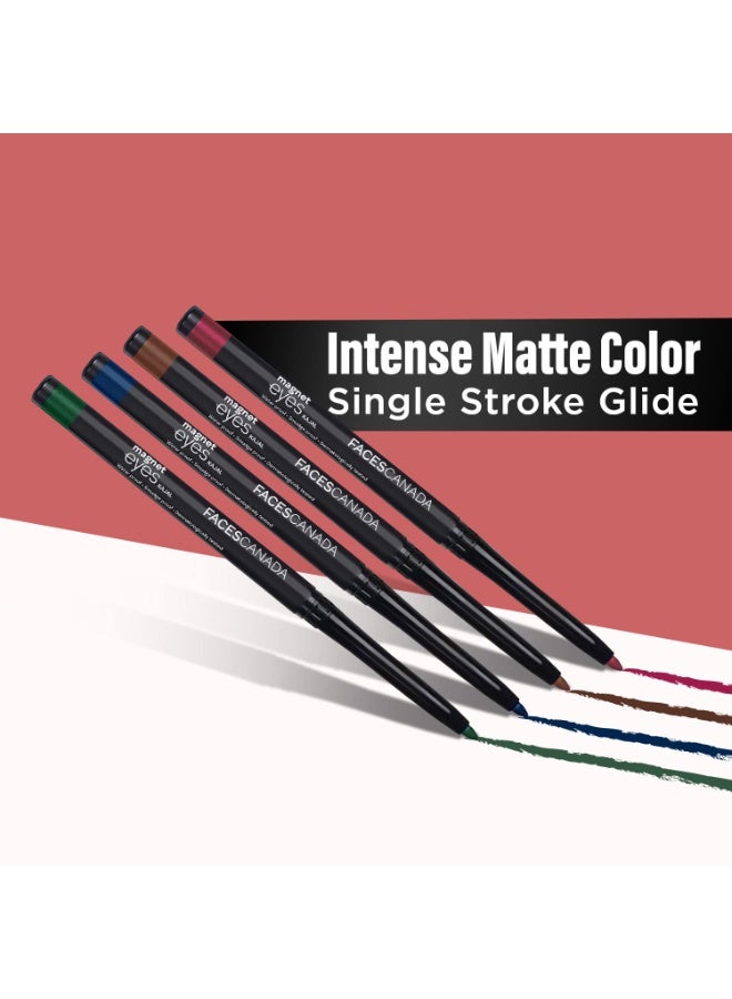 FACESCANADA Magneteyes Color Kajal Pencil - Green Appreciation 02, 0.30G|Highly Pigmented Kohl|12 Hr Long Stay|Matte Finish|Single Stroke Glide|Water Proof|Smudge Proof|Almond Oil Enriched - Image 3