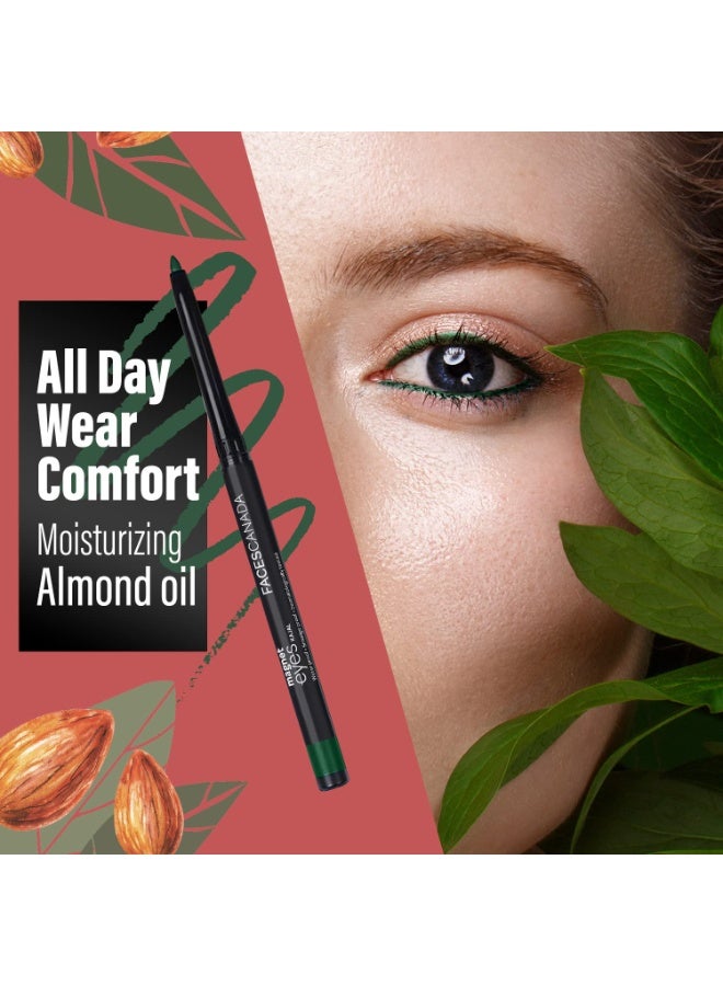 FACESCANADA Magneteyes Color Kajal Pencil - Green Appreciation 02, 0.30G|Highly Pigmented Kohl|12 Hr Long Stay|Matte Finish|Single Stroke Glide|Water Proof|Smudge Proof|Almond Oil Enriched - Image 4