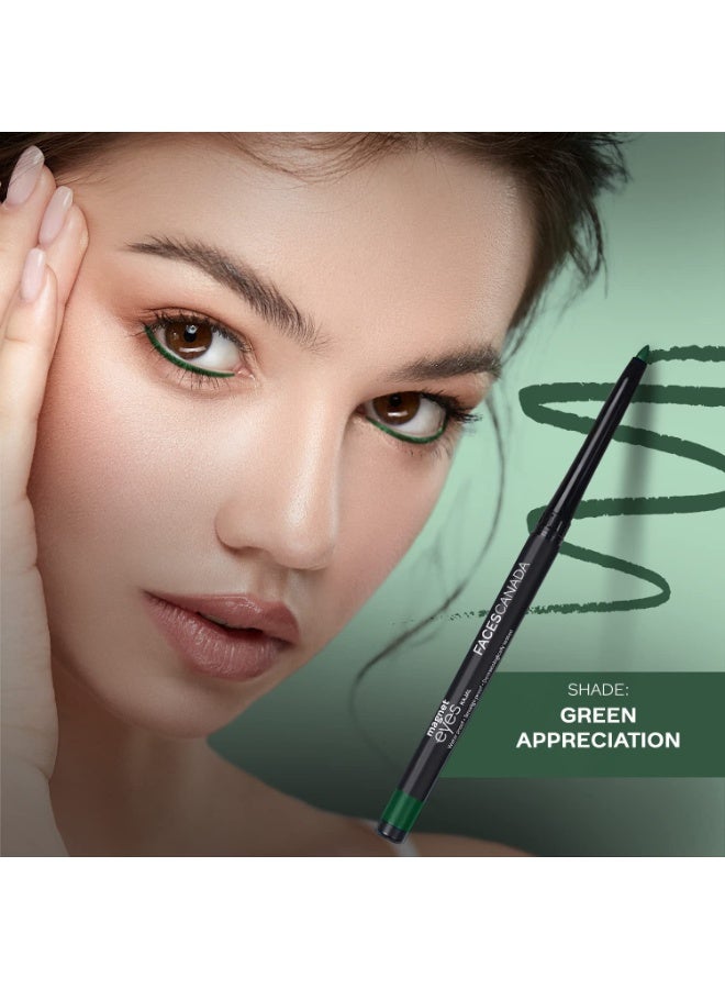FACESCANADA Magneteyes Color Kajal Pencil - Green Appreciation 02, 0.30G|Highly Pigmented Kohl|12 Hr Long Stay|Matte Finish|Single Stroke Glide|Water Proof|Smudge Proof|Almond Oil Enriched - Image 2