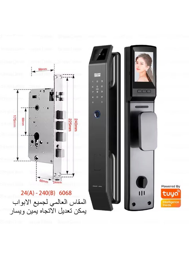 قفل باب ذكي ببصمة + بصمة الوجه + كاميرا + فتح بالموبايل | أمان عالي + تركيب سهل - Image 5