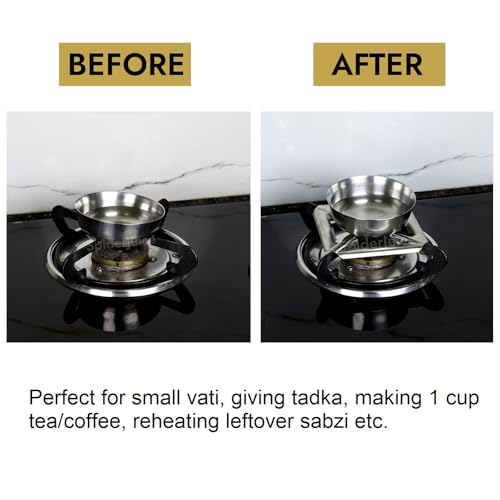 SpiderJuice 2Pc Removable Square Shape Gas Burner Stand for Small Utensils Vessels Vaghar Kadai Bowls Sauce Pans Tadka Pots Vati Chulha Stove Top Plate Support Jali Hot Bartan Holder Trivet - Image 2