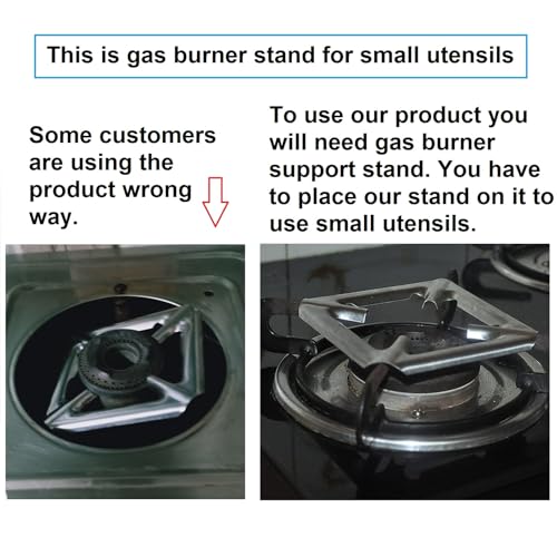 SpiderJuice 2Pc Removable Square Shape Gas Burner Stand for Small Utensils Vessels Vaghar Kadai Bowls Sauce Pans Tadka Pots Vati Chulha Stove Top Plate Support Jali Hot Bartan Holder Trivet - Image 3