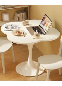 C&C Home Multipurpose Use Small Tulip Dining Table Metal Base Coffee Table Center Table Wood Tabletop Workstation Computer Table for Living Room Bedroom 80x73 cm  - Image 2