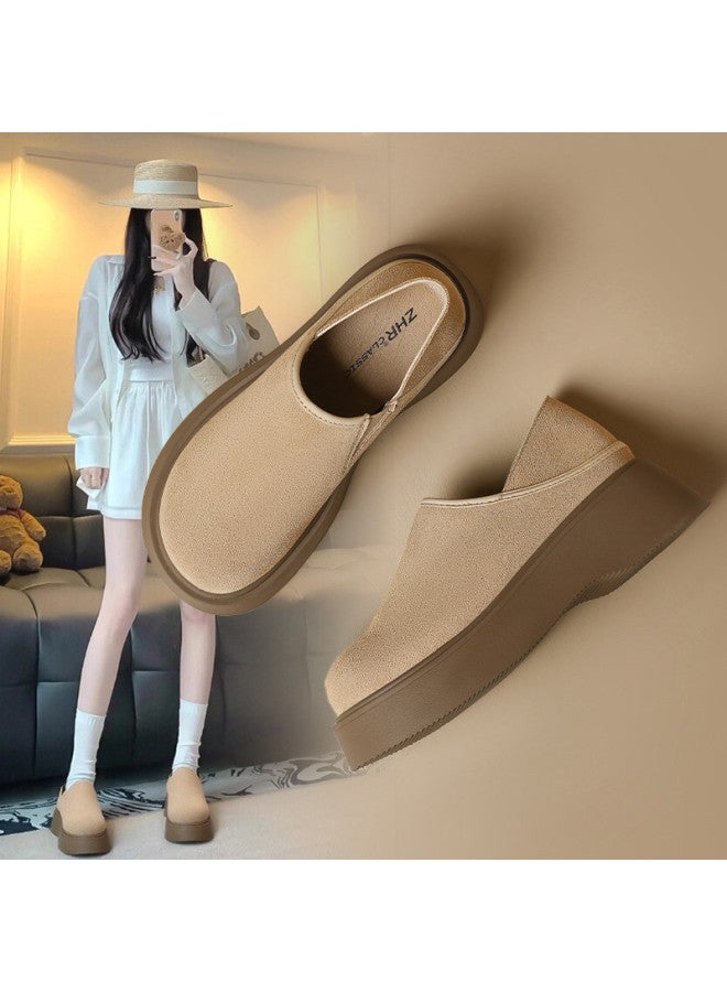 ZHR While Stocks Last】versatile Commuter College Style Slip-on Lazy Shoes Cow Suede Retro Women's Single Shoes Birkenstock - Image 2