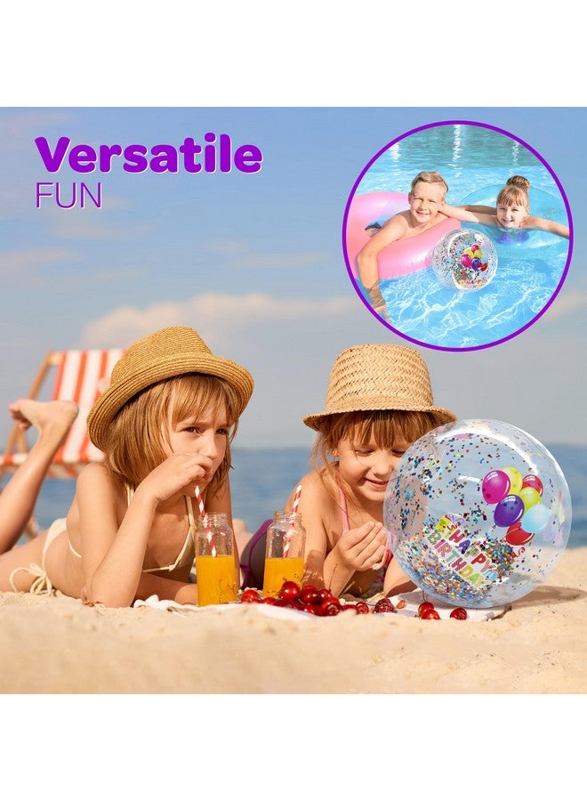 4E's Novelty كرة شاطئية كبيرة سعيدة بعيد الميلاد 22 بوصة من 4E مع لمعة داخلية، لزينة عيد الميلاد في المسبح، ألعاب الفناء الخارجية، ألعاب مائية قابلة للنفخ للأطفال والبالغين - Image 4