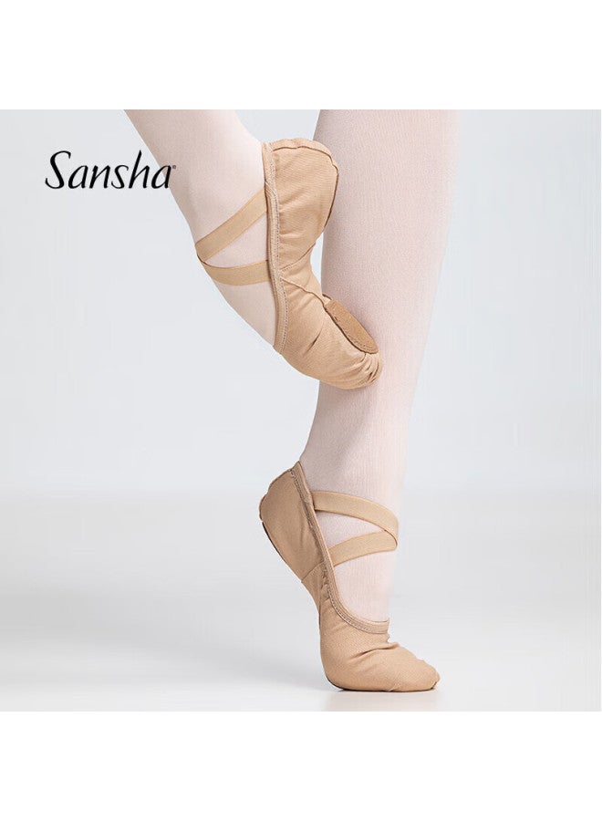 Sansha Dance Shoes, Ballet Shoes, Practice Shoes, Soft Shoes, Slightly Elastic Cat Paw Shoes S62d, Sand Color, Size 40 - Image 1