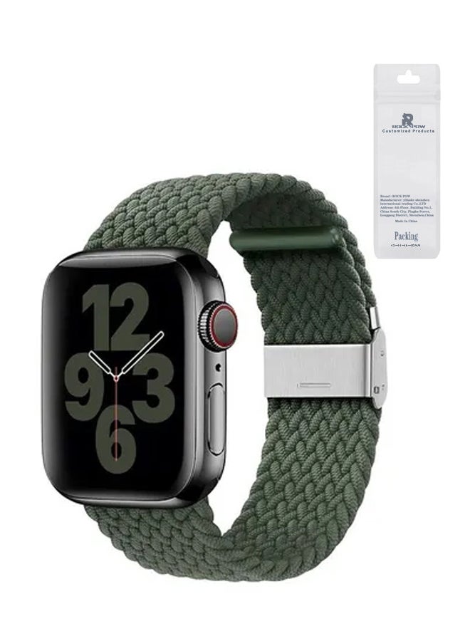 حزام بحلقة منفردة من النايلون متوافق مع ساعة Apple مقاس 42/44/45/49 ملم SE /السلسلة 7/6/5/4/3/2/1 باللون الأخضر العسكري أخضر آرمي - Image 1