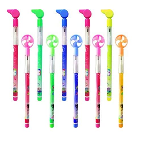 Peeplvalue Pack of 24 Unicorn(12 Fan on top + 12 Whistle) Colorful Pencils for Girls with Rubber Unicorn Tops, Multi-Color, Birthday Return Gift for All Age Group - Image 4