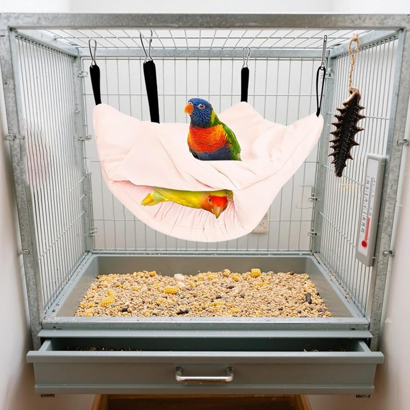 Pink Parrot Warm Bed Cozy Fleece Nest For Birds Cage Aviary Sleeping Resting - Image 4