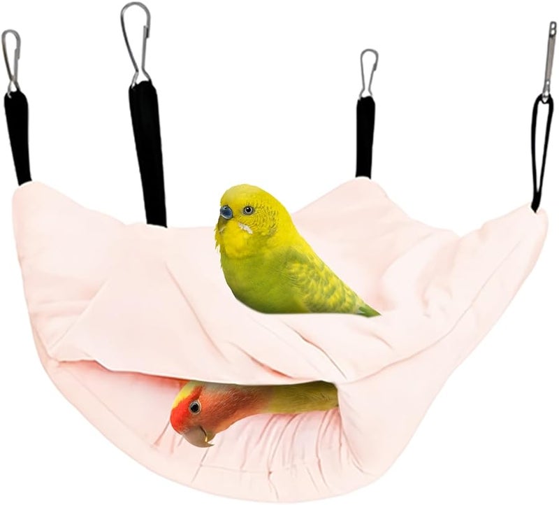 Pink Parrot Warm Bed Cozy Fleece Nest For Birds Cage Aviary Sleeping Resting - Image 2