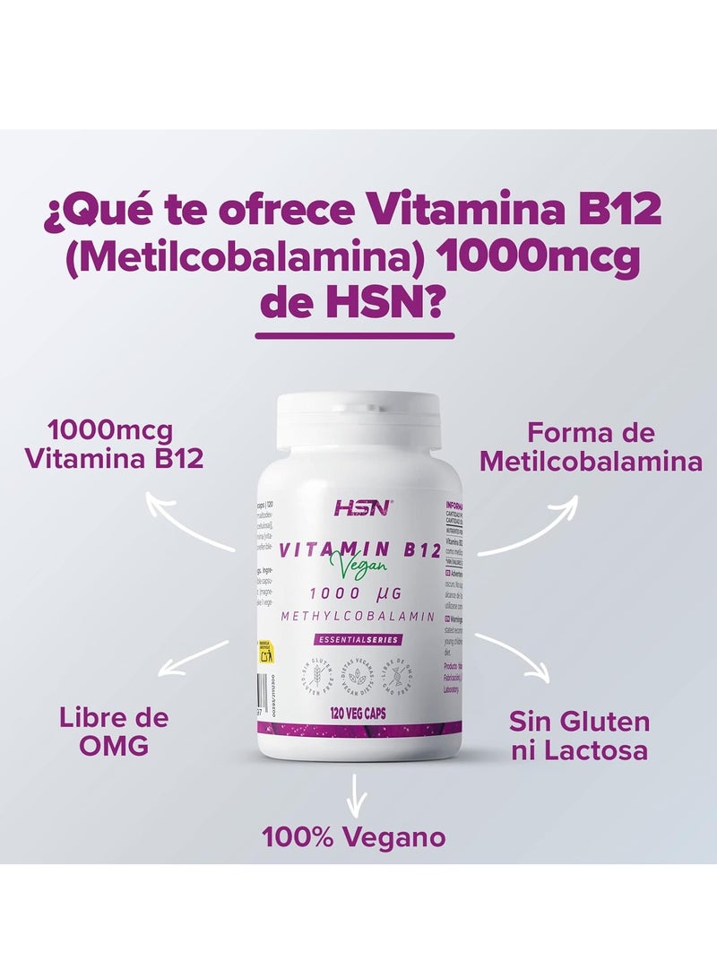 HSN Vitamin B12 (METHYLCOBALAMIN) 1000mcg - 120 veg caps - Image 5