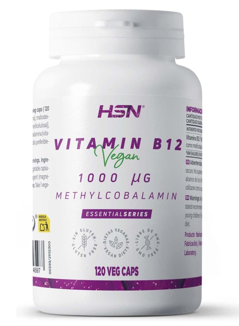 HSN Vitamin B12 (METHYLCOBALAMIN) 1000mcg - 120 veg caps - Image 1