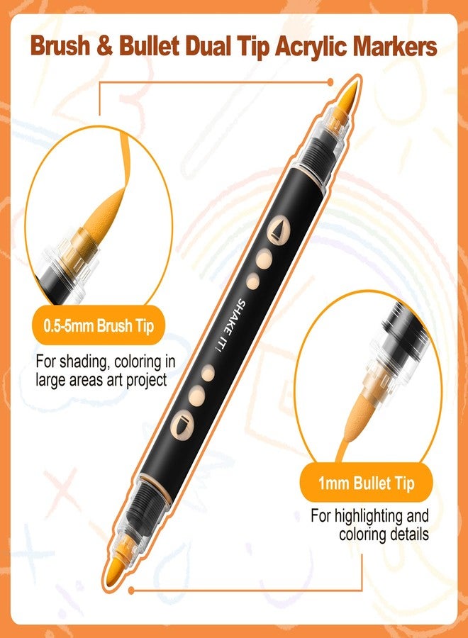 ساني أقلام تلوين أكريليك من سوني، 48 لونًا، برأسين: رأس مدبب ورأس فرشاة، مناسبة للتلوين على الورق، والمعادن، والصخور، والسيراميك، والخشب، والقماش، والزجاج، مجموعة أدوات فنية وحرفية يدوية - Image 2