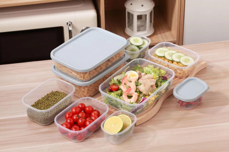Hexwell 8 pcs Plastic Storage Containers with Lids Airtight Stackable Fridge Food Storage Boxes For Kitchen - Leak proof, Microwave and Freezer Safe - 1330ml, 520ml and 210ml (Multicolor) - Image 4
