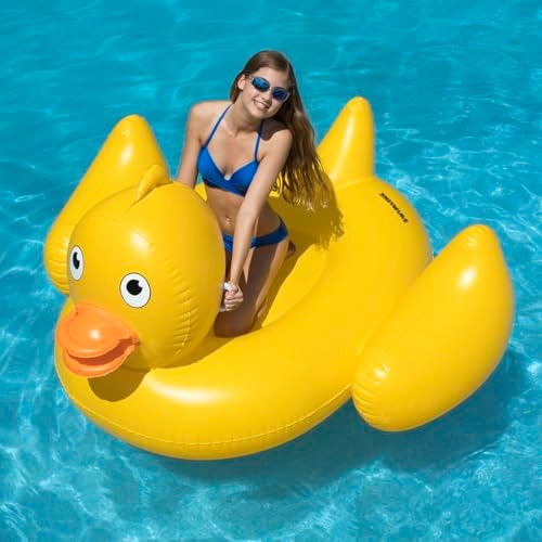 SWIMLINE ORIGINAL 90620 Giant Inflatable Lucky Ducky Pool Float | Oversized Ride-On Float with Stable Legs & Wings | Lounge Floatie Perfect for Parties & Relaxation - Image 2