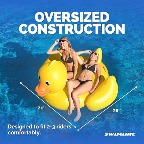 SWIMLINE ORIGINAL 90620 Giant Inflatable Lucky Ducky Pool Float | Oversized Ride-On Float with Stable Legs & Wings | Lounge Floatie Perfect for Parties & Relaxation - Image 5