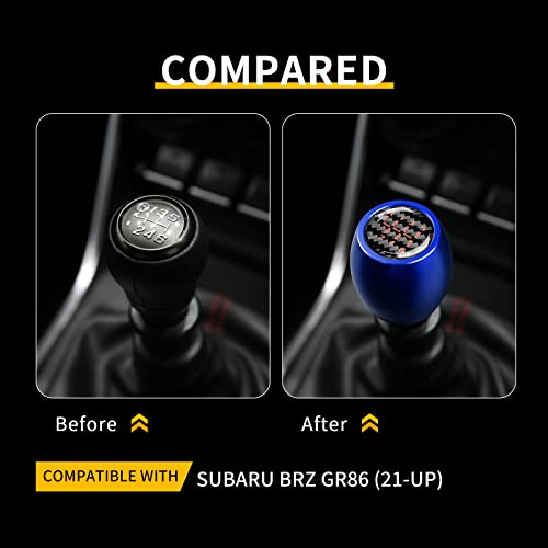 KUNGKIC for MT 2021-2025 Toyota GR86 Subaru BRZ Aluminum Manual Gearbox Shift Shifter Knob with Real Carbon Fiber Sticker Interior Accessories (Blue) - Image 2