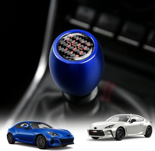 KUNGKIC for MT 2021-2025 Toyota GR86 Subaru BRZ Aluminum Manual Gearbox Shift Shifter Knob with Real Carbon Fiber Sticker Interior Accessories (Blue) - Image 1