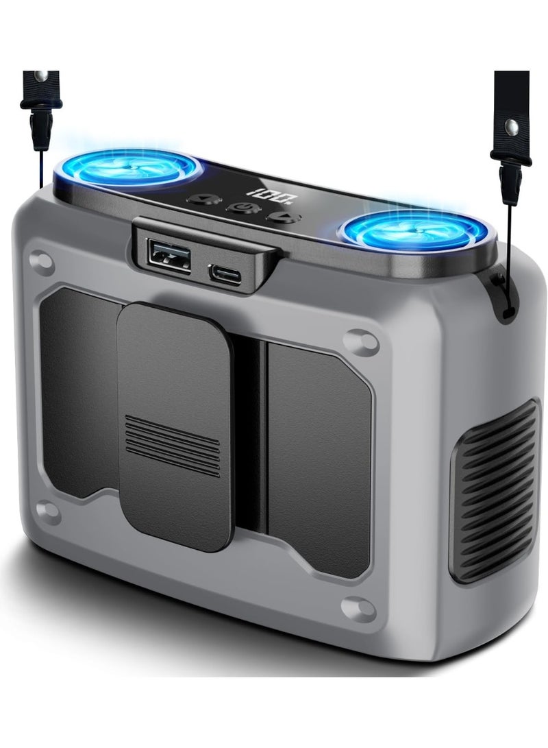 20000mAh Portable Fan,Ture High Speed Dual Motors with 200% Powerful Airflow, Up to 135Hours and Rechargeable Personal Neck Waist HandsFree Wearable Fans for Travel,Camping,Outdoor,Jobsite,Sports,Golf - Image 1