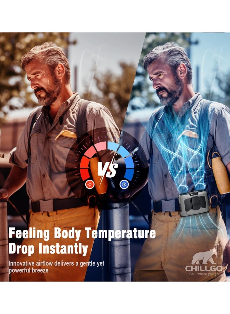 20000mAh Portable Fan,Ture High Speed Dual Motors with 200% Powerful Airflow, Up to 135Hours and Rechargeable Personal Neck Waist HandsFree Wearable Fans for Travel,Camping,Outdoor,Jobsite,Sports,Golf - Image 5