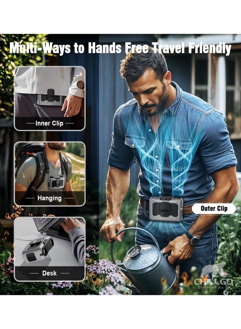 20000mAh Portable Fan,Ture High Speed Dual Motors with 200% Powerful Airflow, Up to 135Hours and Rechargeable Personal Neck Waist HandsFree Wearable Fans for Travel,Camping,Outdoor,Jobsite,Sports,Golf - Image 4