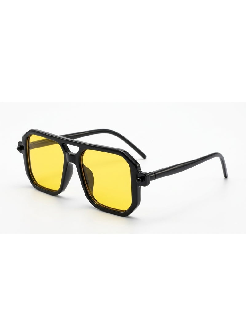 Vintage Double-Bridge Sunglasses with Tinted Yellow Lenses - Image 1